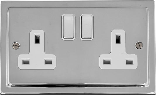 Victorian  Polished Chrome  2 Gang Socket