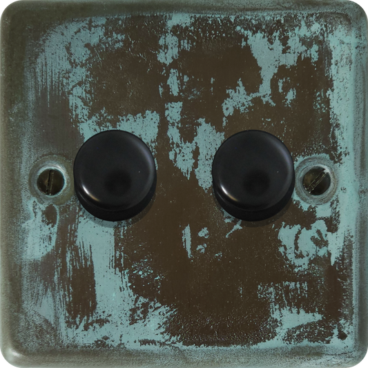 Contour Verdigris 2 Gang LED Dimmer (Black Cap)