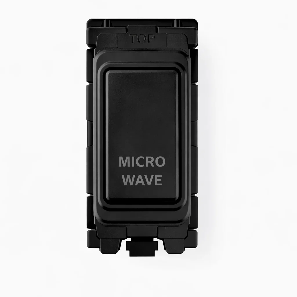 20A Engraved DP Switch - Microwave - Black Insert