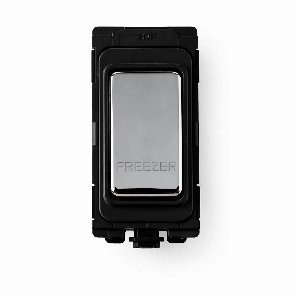 20A DP Switch - Engraved - Freezer - Black and Polished Chrome Switch