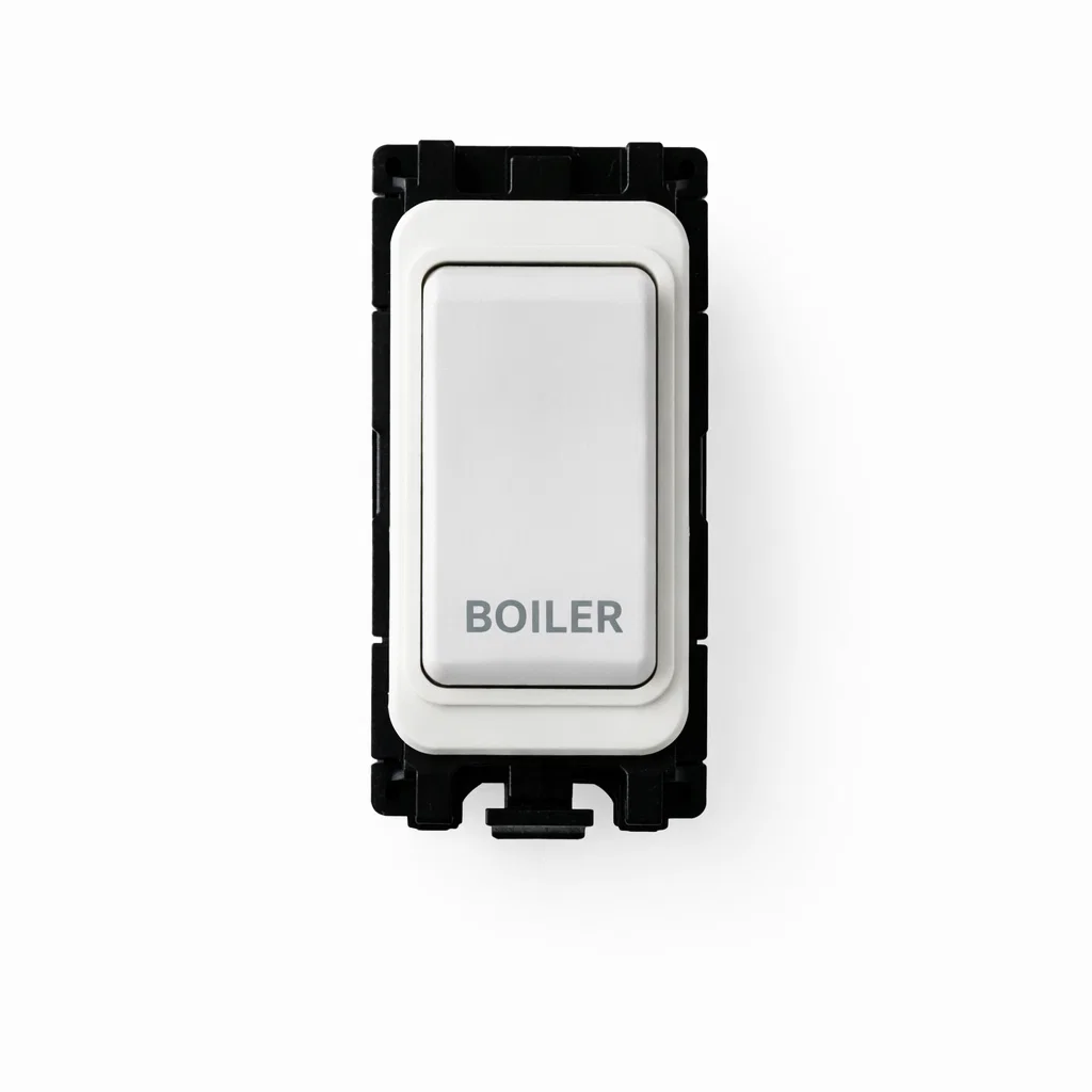 20A DP Switch - Engraved with - Boiler - All White Insert