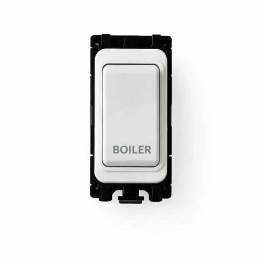 20A DP Switch - Engraved with - Boiler - All White Insert