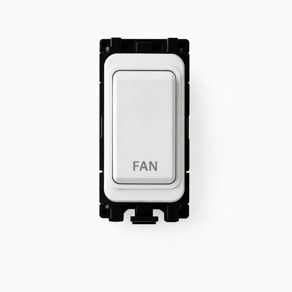 20A DP Switch - Engraved with - Fan - All White Insert