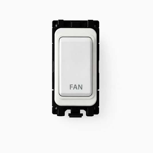 20A DP Switch - Engraved with - Fan - All White Insert