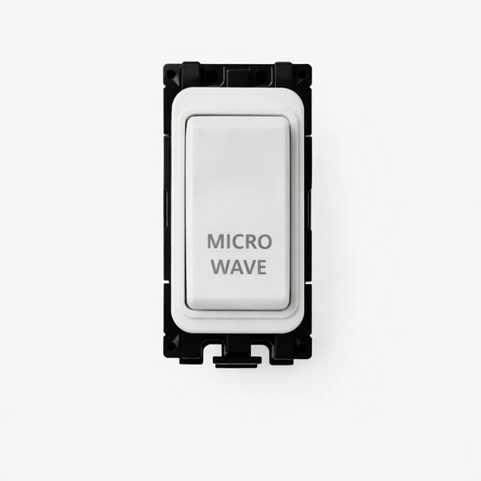 20A DP Switch - Engraved with - Mircowave - All White Insert