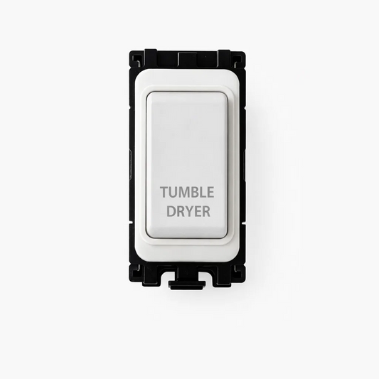 20A DP Switch - Engraved with - Tumble Dryer - All White Insert
