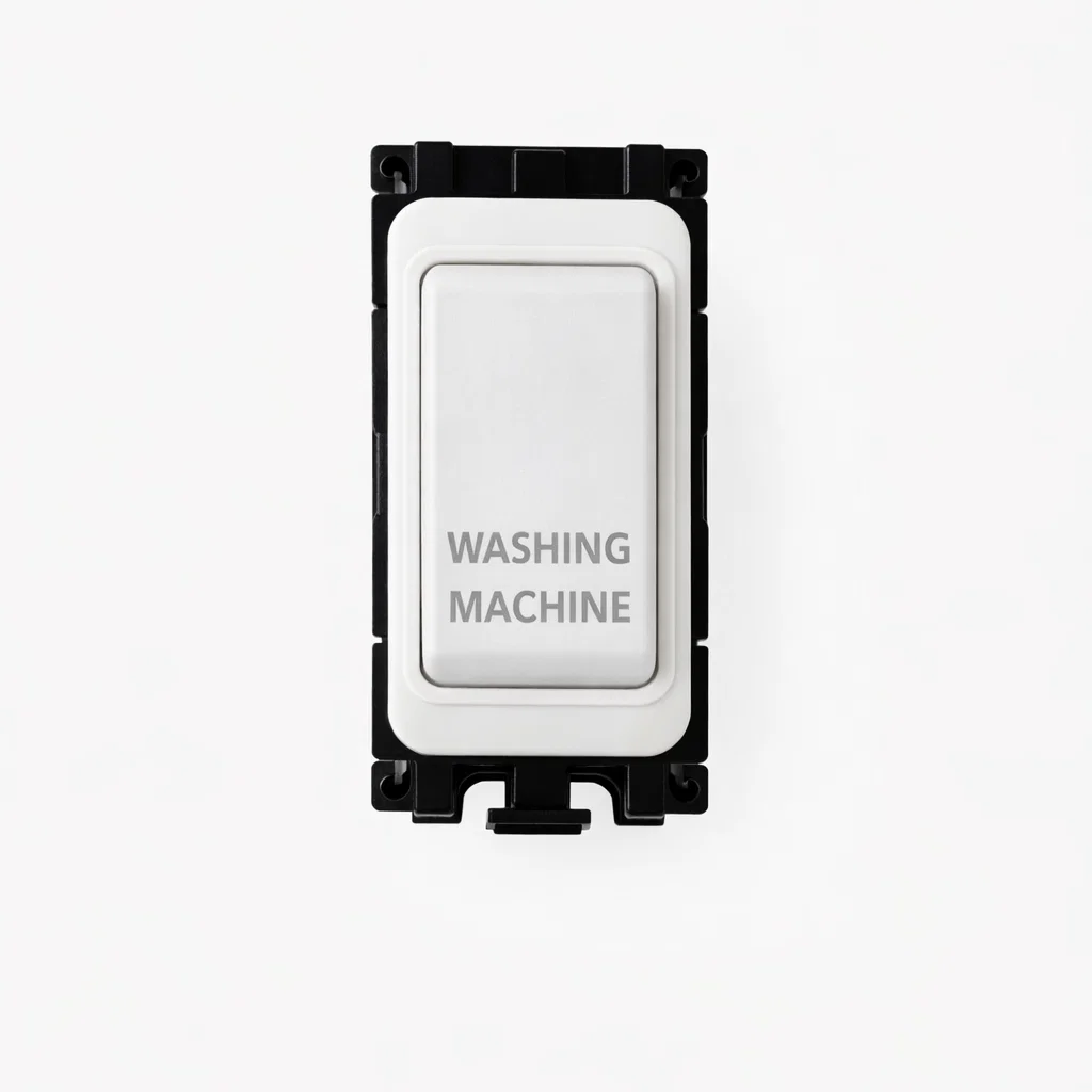 20A DP Switch - Engraved with - Washing Machine - All White Insert