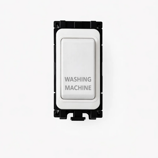 20A DP Switch - Engraved with - Washing Machine - All White Insert