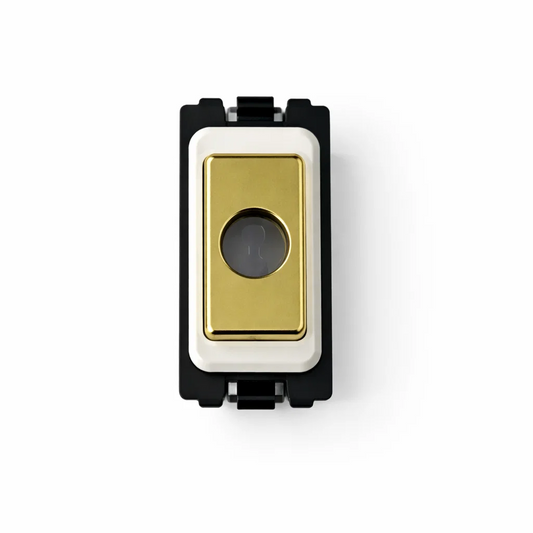 Flex Outlet Grid - White and Polished Brass Switch
