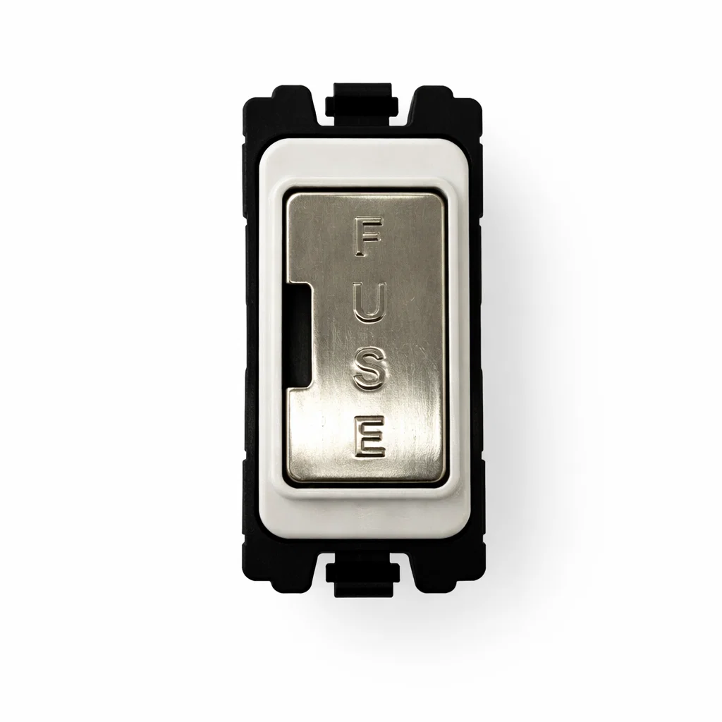 Fuse Holder - White and Satin Chrome Switch