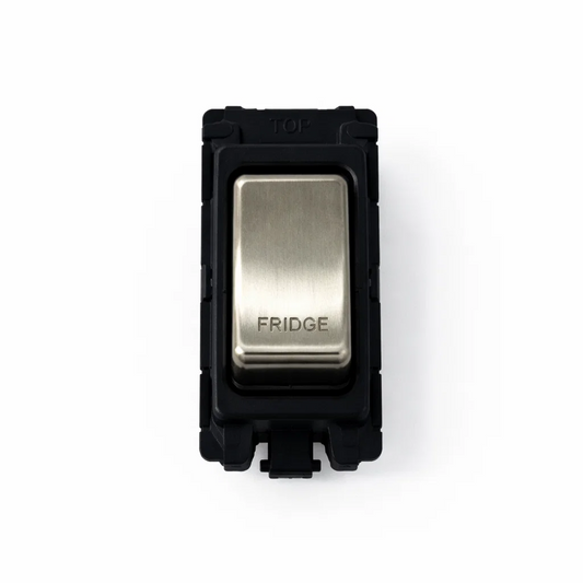 20A DP Switch - Engraved - Fridge - Black and Satin Chrome Switch