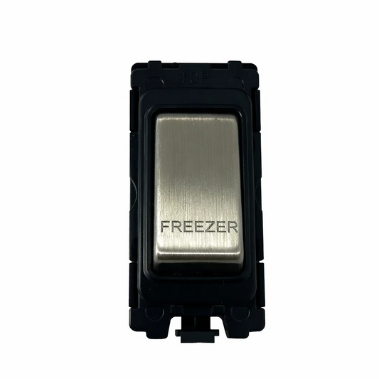 20A DP Switch - Engraved - Freezer - Black and Satin Chrome Switch