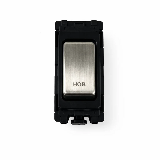 20A DP Switch - Engraved -Hob - Black and Satin Chrome Switch