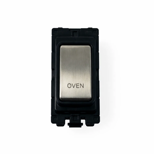 20A DP Switch - Engraved - Oven - Black and Satin Chrome Switch