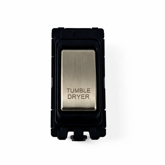 20A DP Switch - Engraved - Tumble Dryer - Black and Satin Chrome Switch