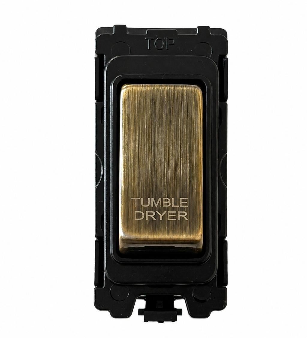 20A DP Switch - Engraved - Tumble Dryer - Antique Switch