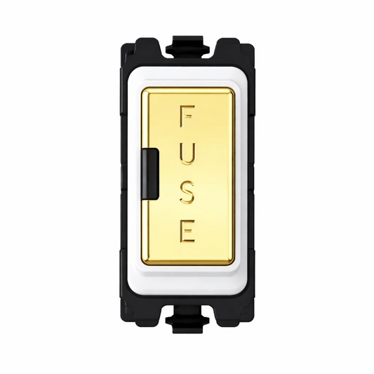 Fuse Holder - White and Polished Brass Switch