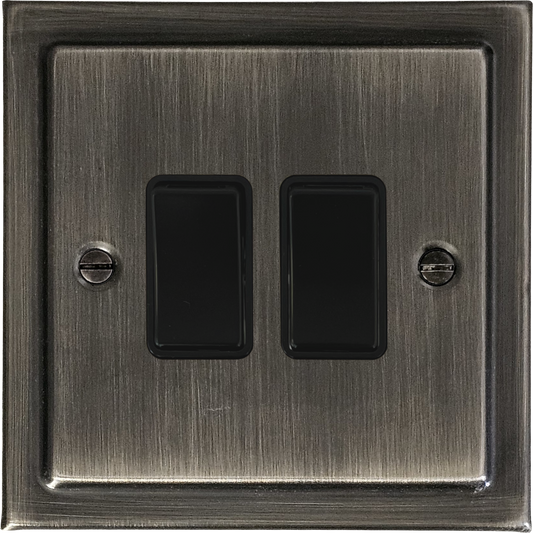 Victorian Antique Nickel 2 Gang Switch
