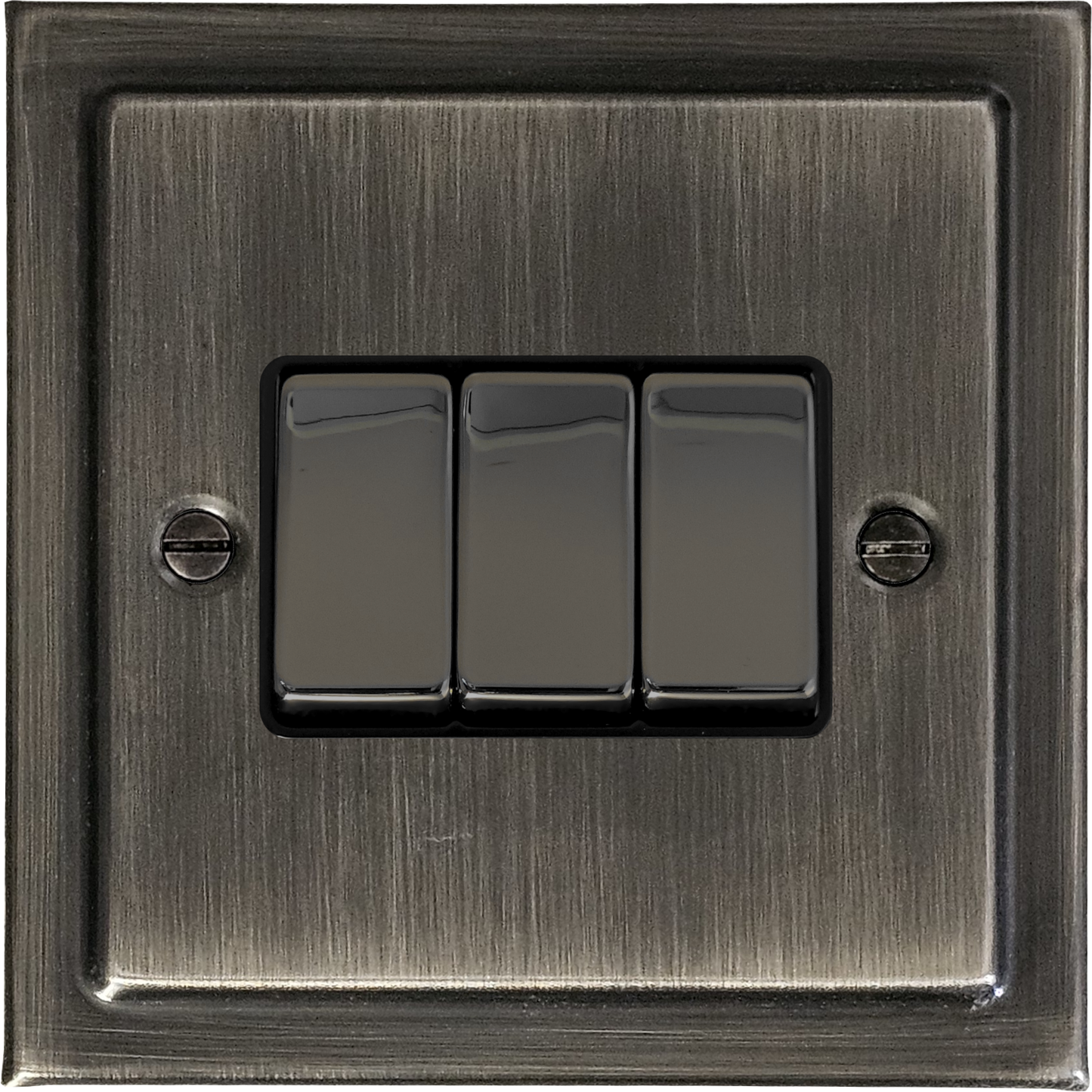 Victorian Antique Nickel 3 Gang Switch