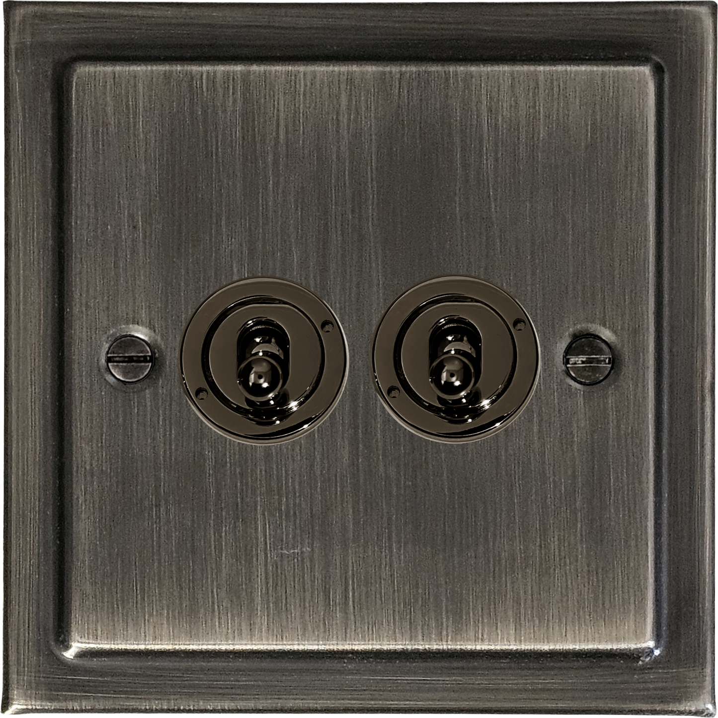 Victorian Antique Nickel 2 Gang Toggle (Black Nickel Toggle)