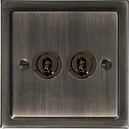 Victorian Antique Nickel 2 Gang Toggle (Black Nickel Toggle)