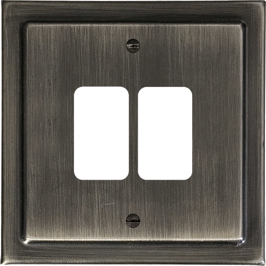Victorian Antique Nickel 2 Gang Grid Plate