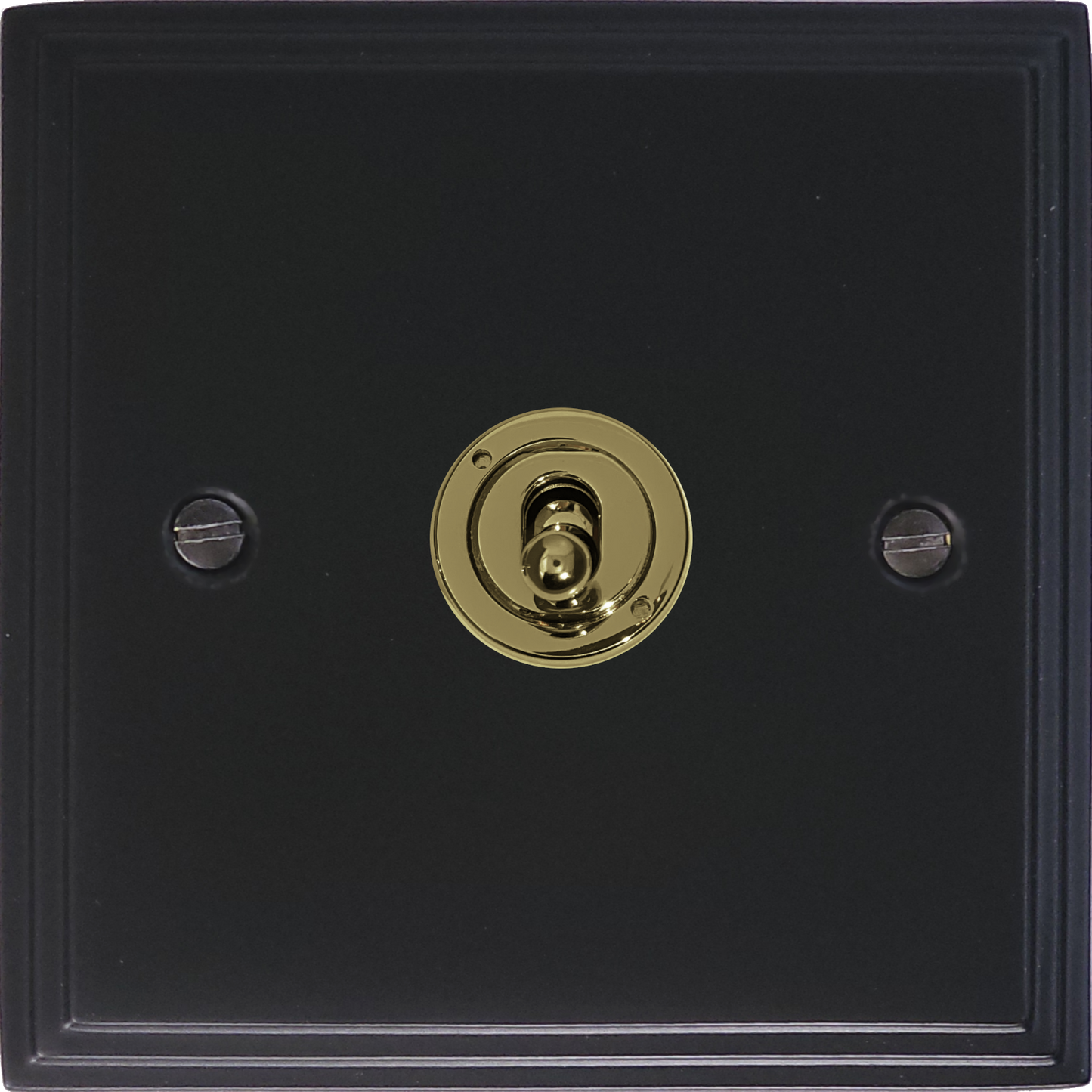 Victorian Flat Black 1 Gang Intermediate Toggle (Polished Brass Toggle)