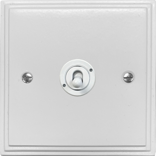 Victorian Flat White 1 Gang Toggle Switch (White Toggle)