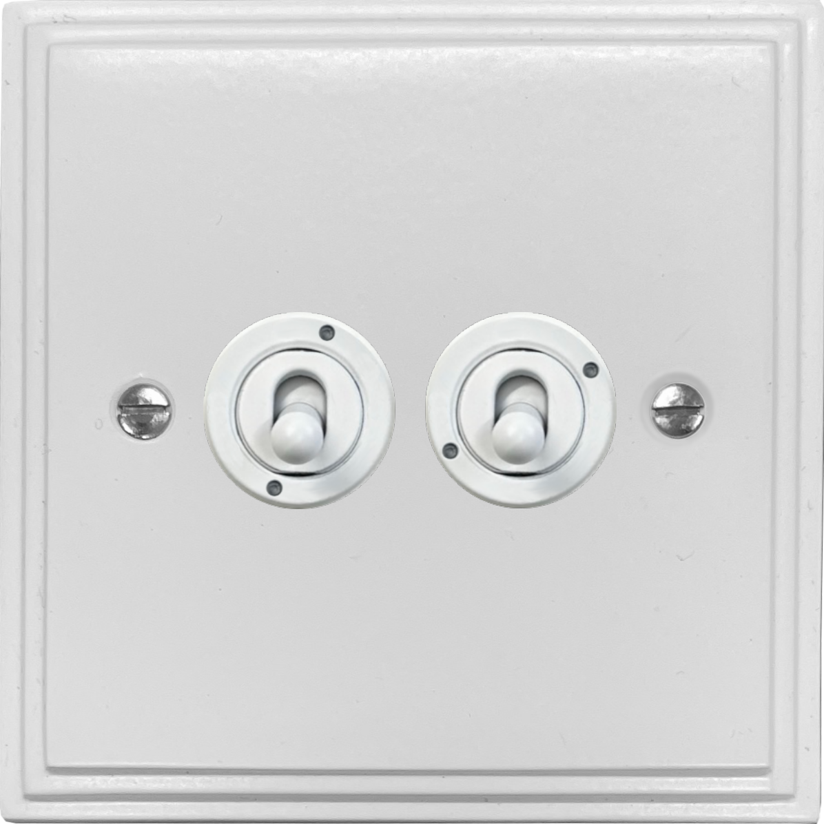 Victorian Flat White 2 Gang Toggle Switch (White Toggle)