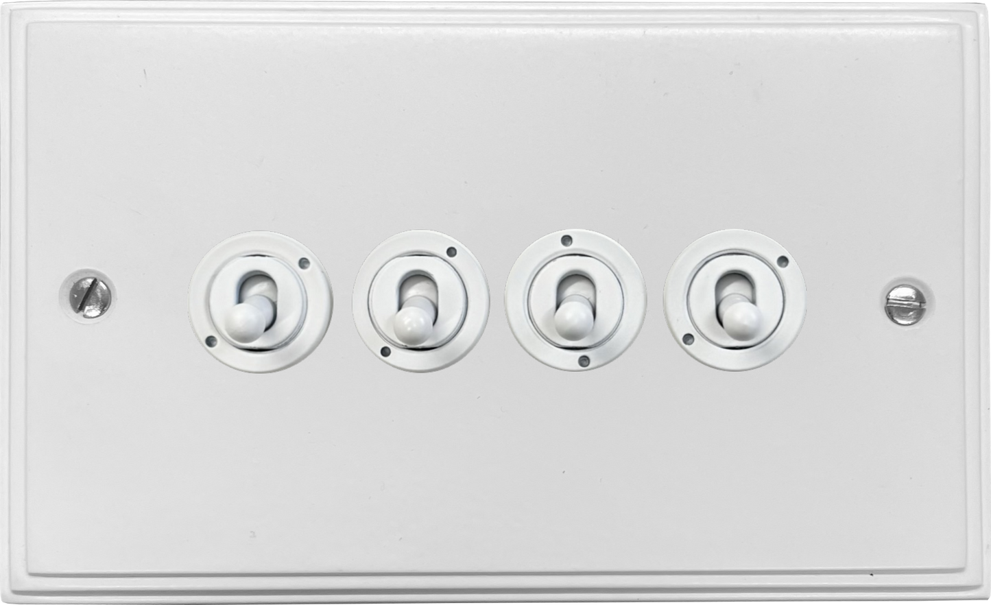 Victorian Flat White 4 Gang Toggle Switch (White Toggle)