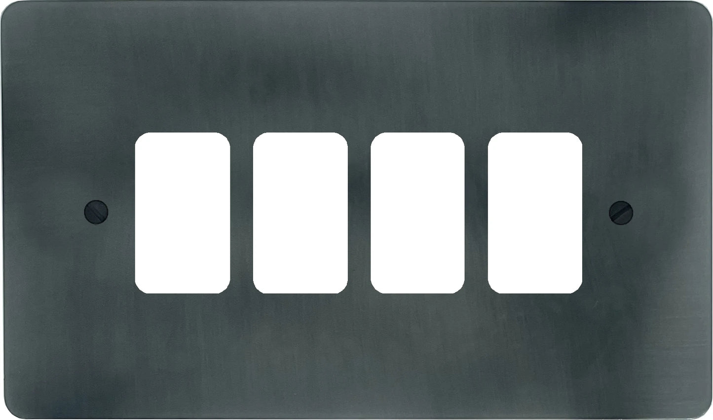Flat Slate Effect 4 Gang Grid Plate