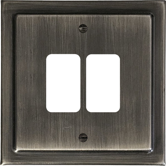 Victorian Antique Nickel 2 Gang Grid Plate