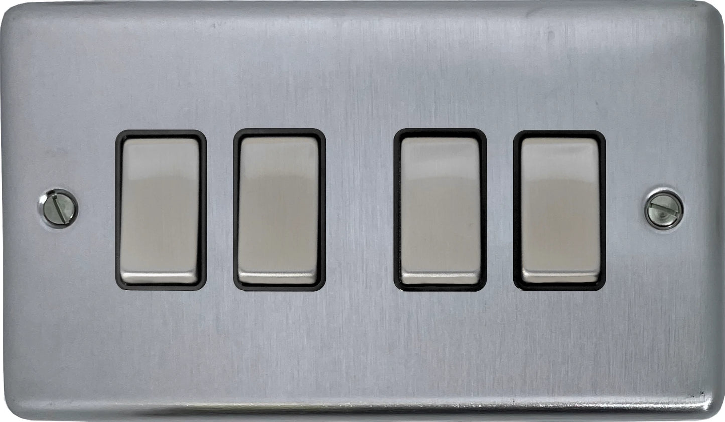 Contour Satin Chrome 4 Gang 2 Way Switch
