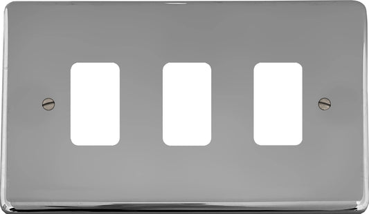 Contour Polished Chrome 3 Gang Grid Plate