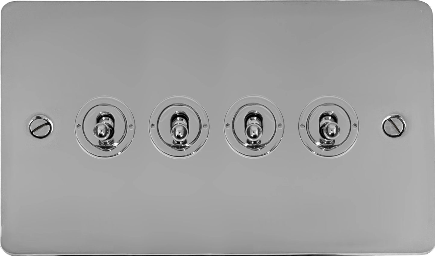 Flat Polished Chrome 4 Gang Toggle Switch