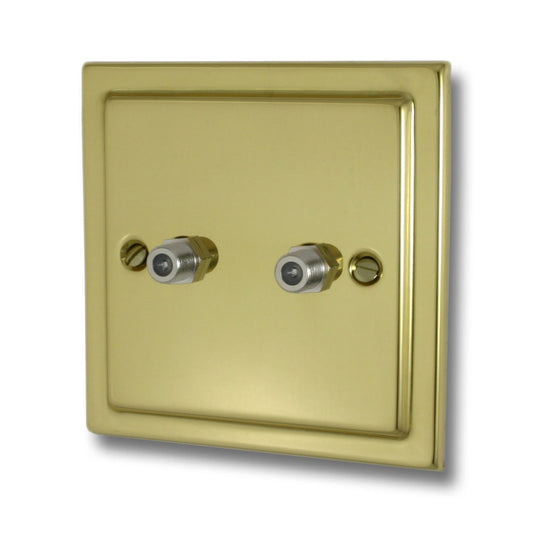 Victorian Polished Brass 2 Gang Satellite Point