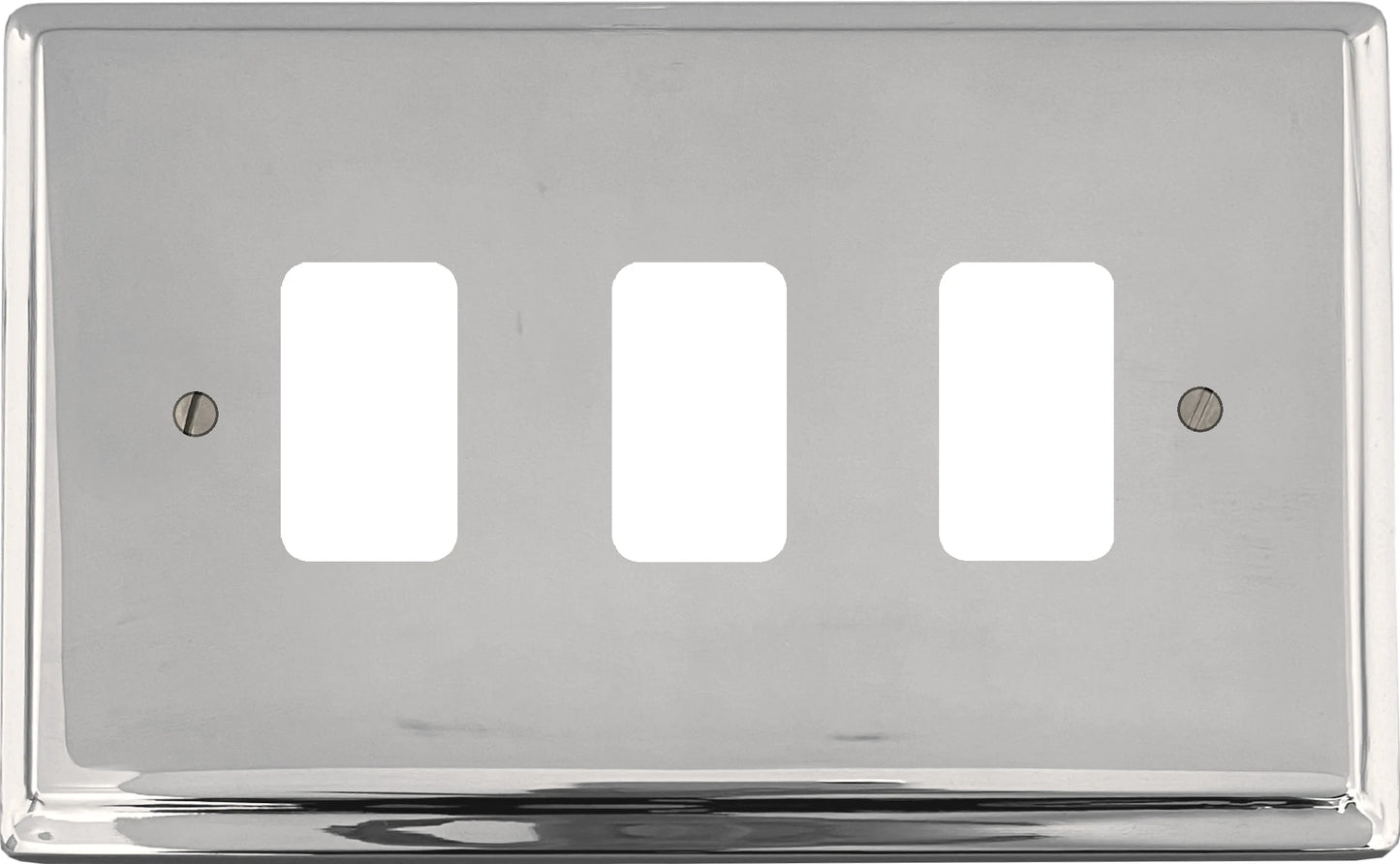 Deco Polished Chrome 3 Gang Grid Plate