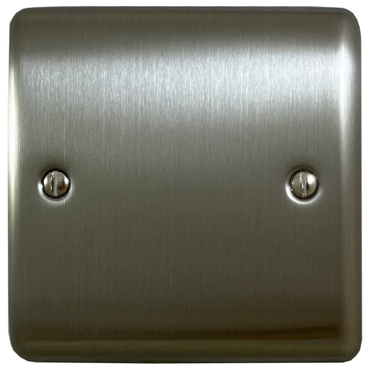 Basics Brushed Steel  1 Gang Blank Plate