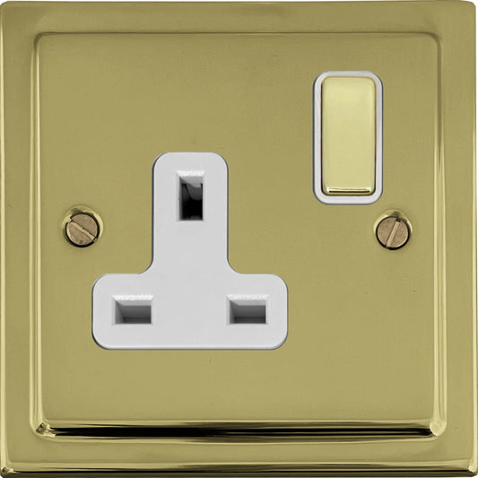 Victorian Polished Brass 1 Gang Switched Socket