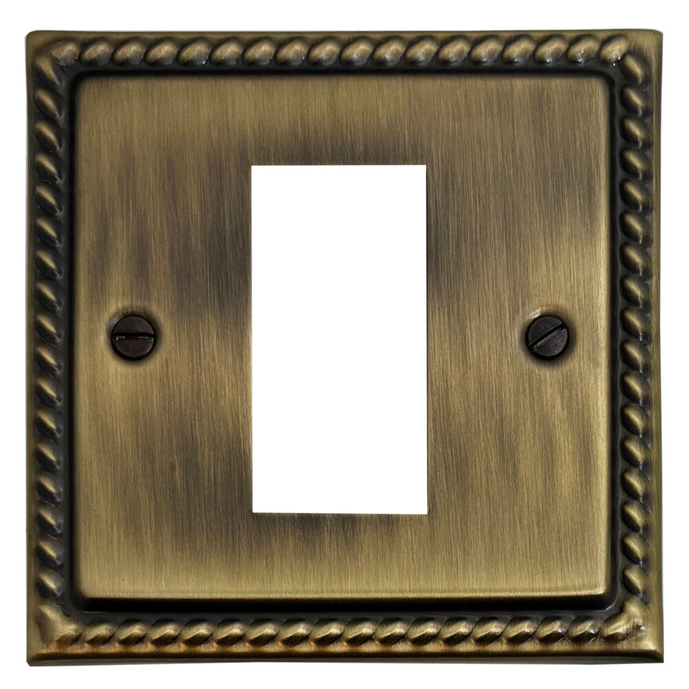 Georgian Light Antique Brass 1 Gang 1 Module Plate