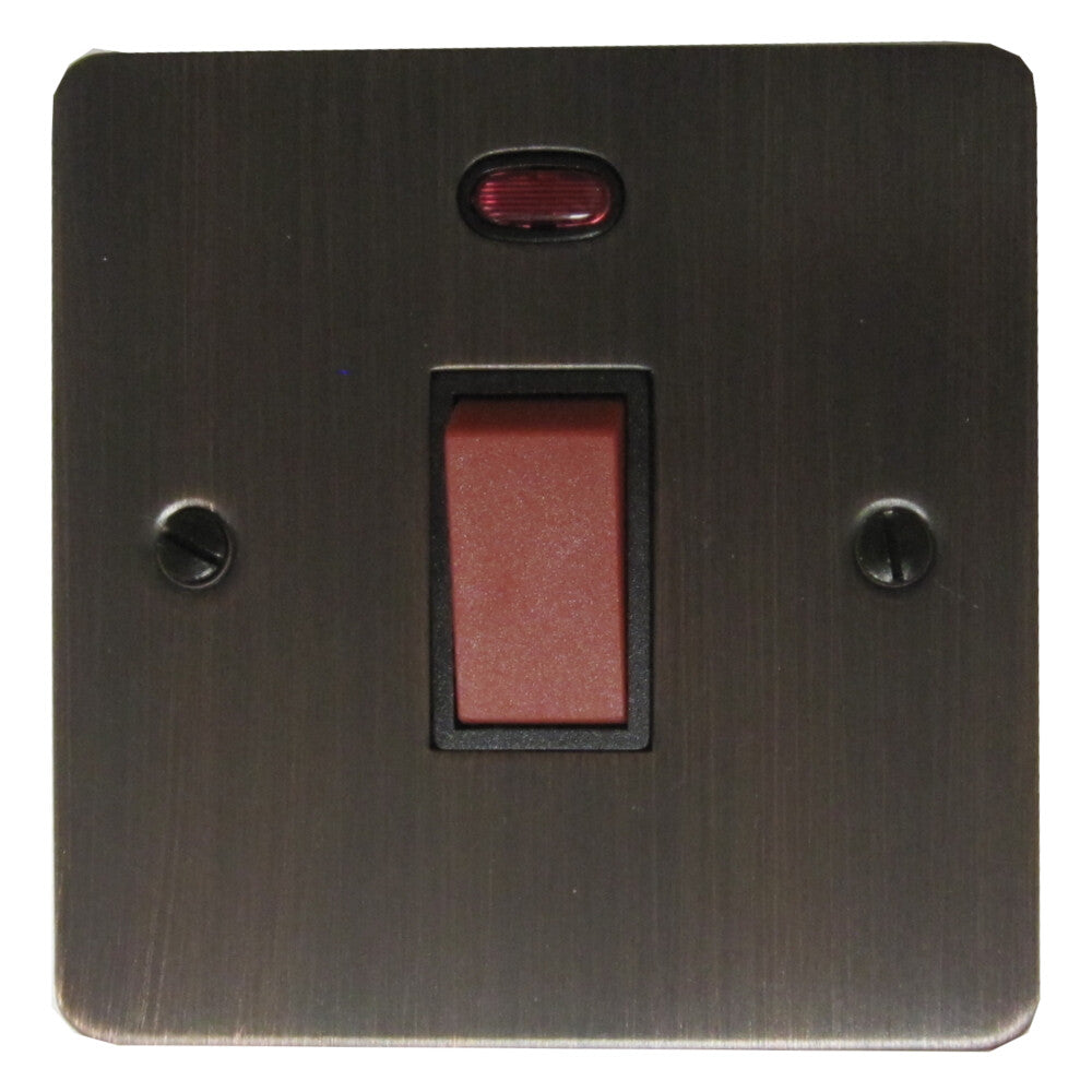 Flat Antique Copper 45 Amp Switch & Neon S/Plate