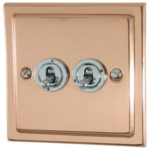 Victorian Polished Copper 2 Gang Toggle (Polished Chrome Toggle)
