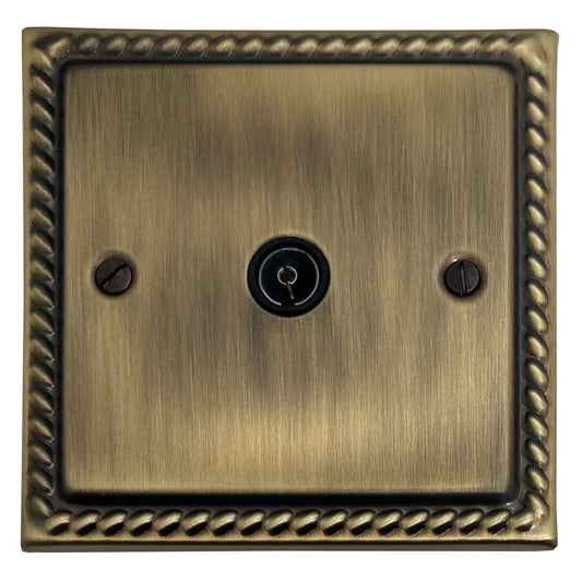Georgian Light Antique Brass 1 Gang Coax Point