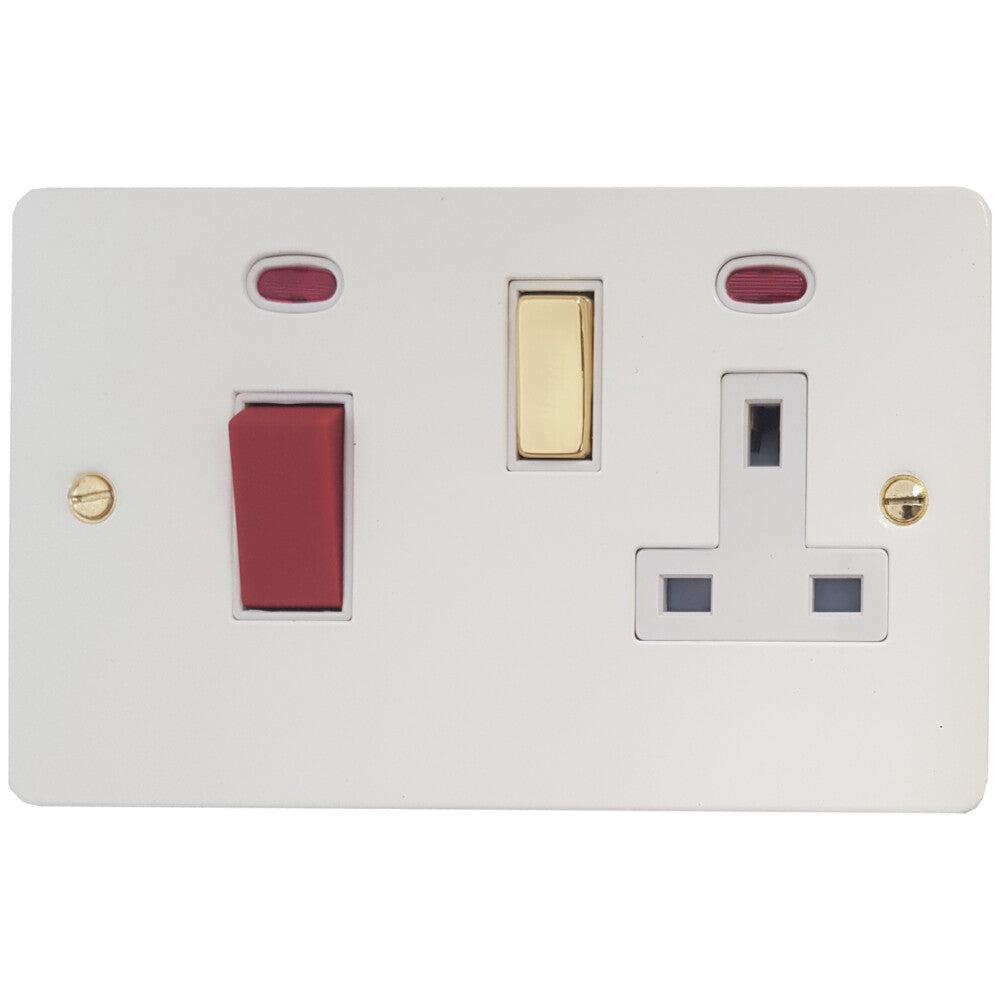 Flat White Cooker Switch + Socket