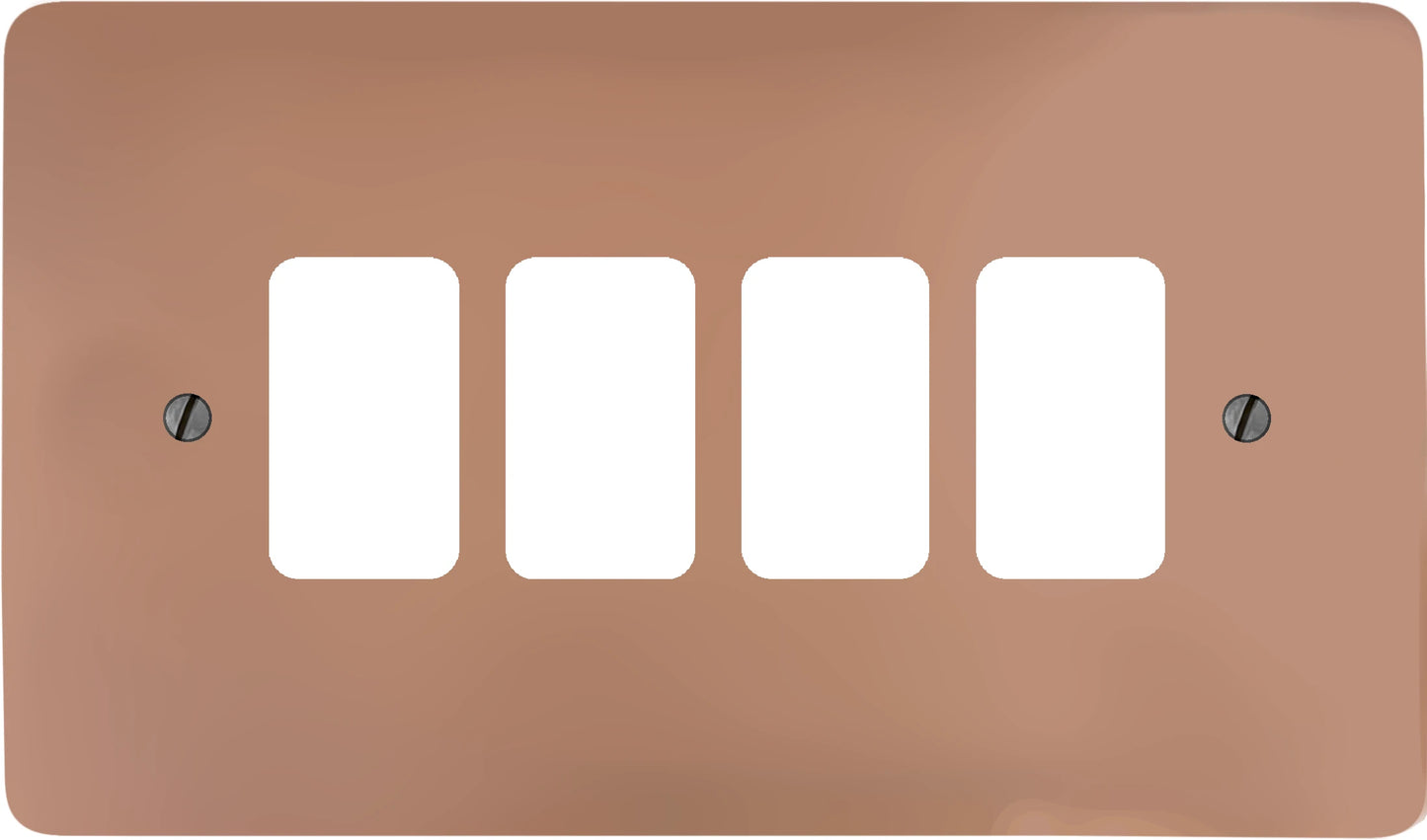 Flat Bright Copper 4 Gang Grid Plate