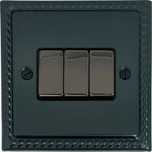 Georgian Black Bronze 3 Gang Switch (Black Nickel Switches)