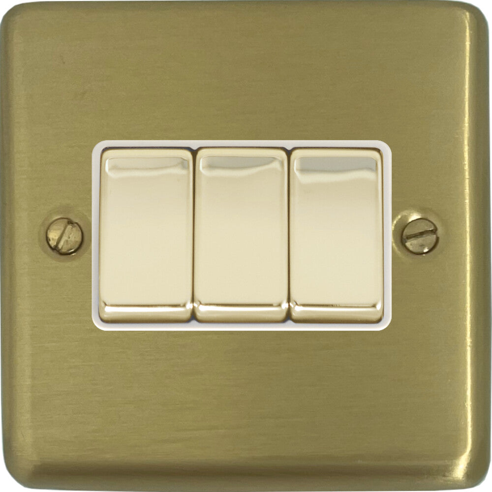 Contour Satin Brass 3 Gang Switch