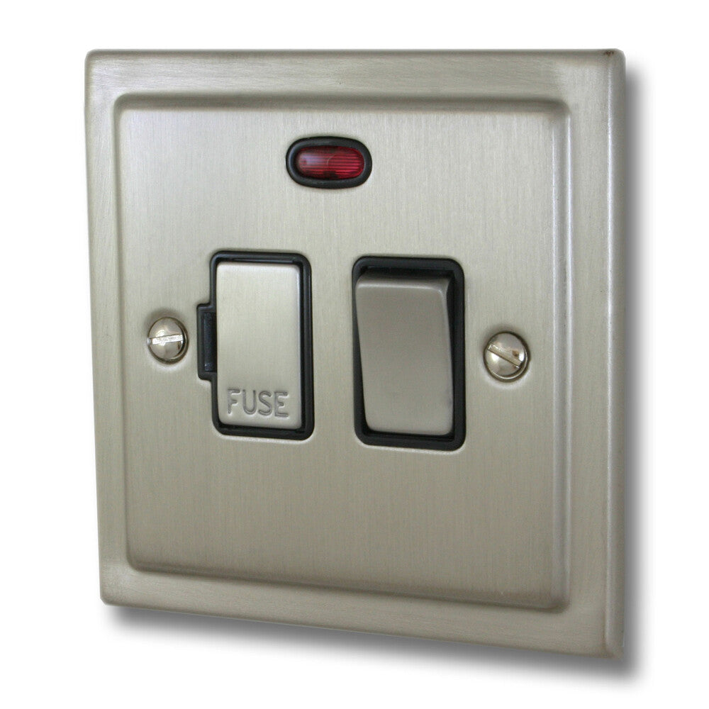 Victorian Satin Nickel Switched Fused Spur + Neon