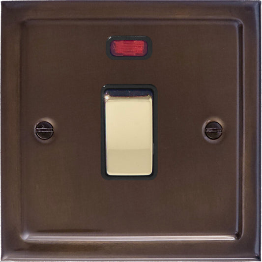 Victorian Medium Bronze 20A Dp Switch + Neon