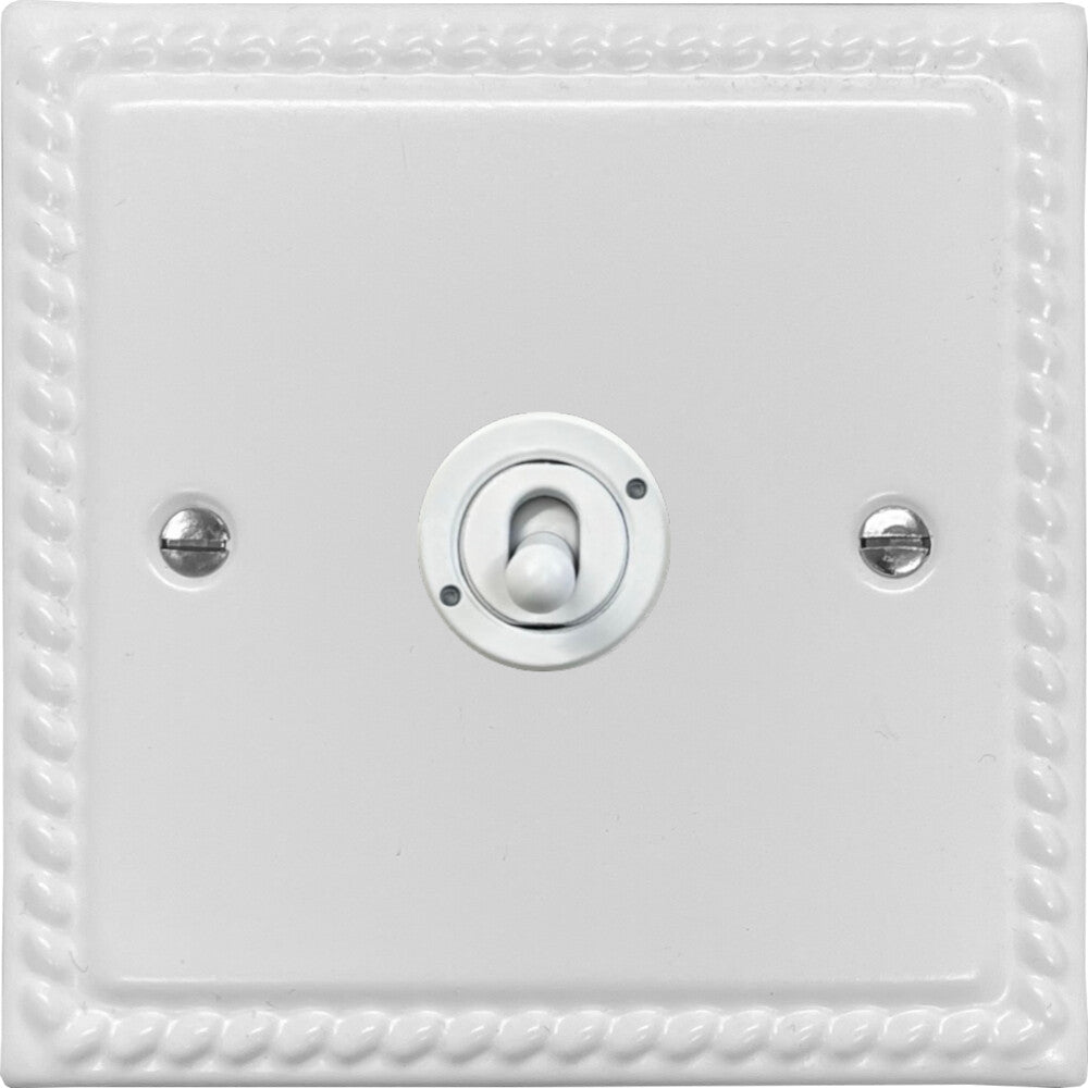 Georgian Flat White 1 Gang Toggle Switch (White Toggle)